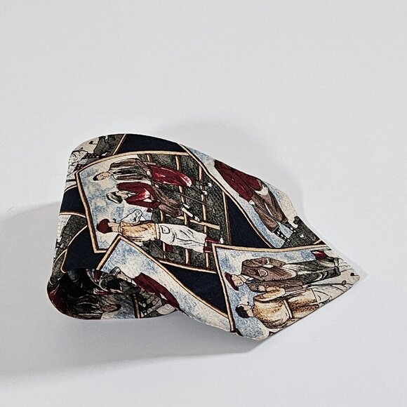 Gant Tie Silk  Multicolor Golf Players Print VTG Boho Art to Wear W3.75 L58 inch - Picture 13 of 16